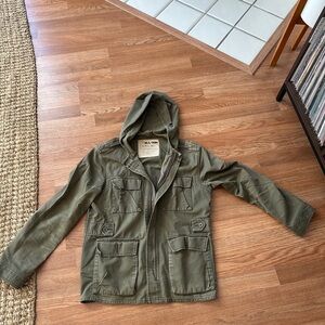 Vintage All Son Olive Green Hooded Over Shirt Jacket